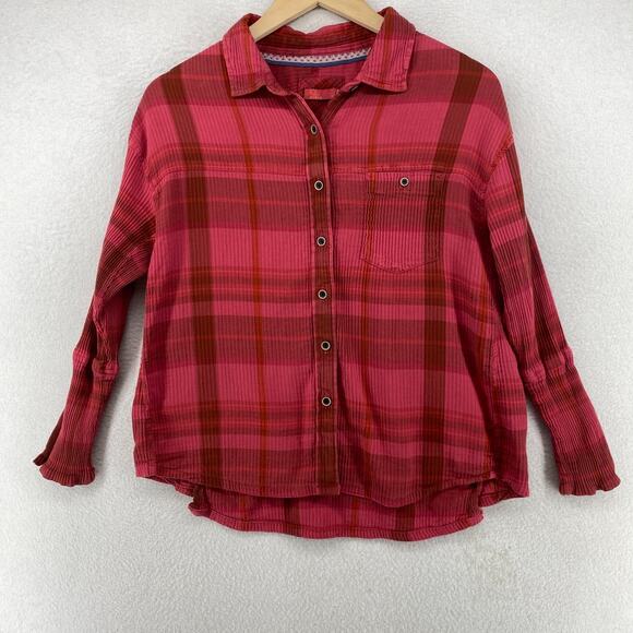 Prana Tops - PRANA Shirt Womens XS Fillary Plaid Button Up Long Sleeve Organic Cotton Red